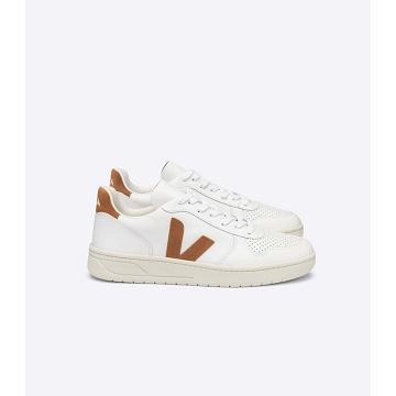 Veja V-10 LEATHER Tornacipő Férfi White/Brown | HU 329CTV